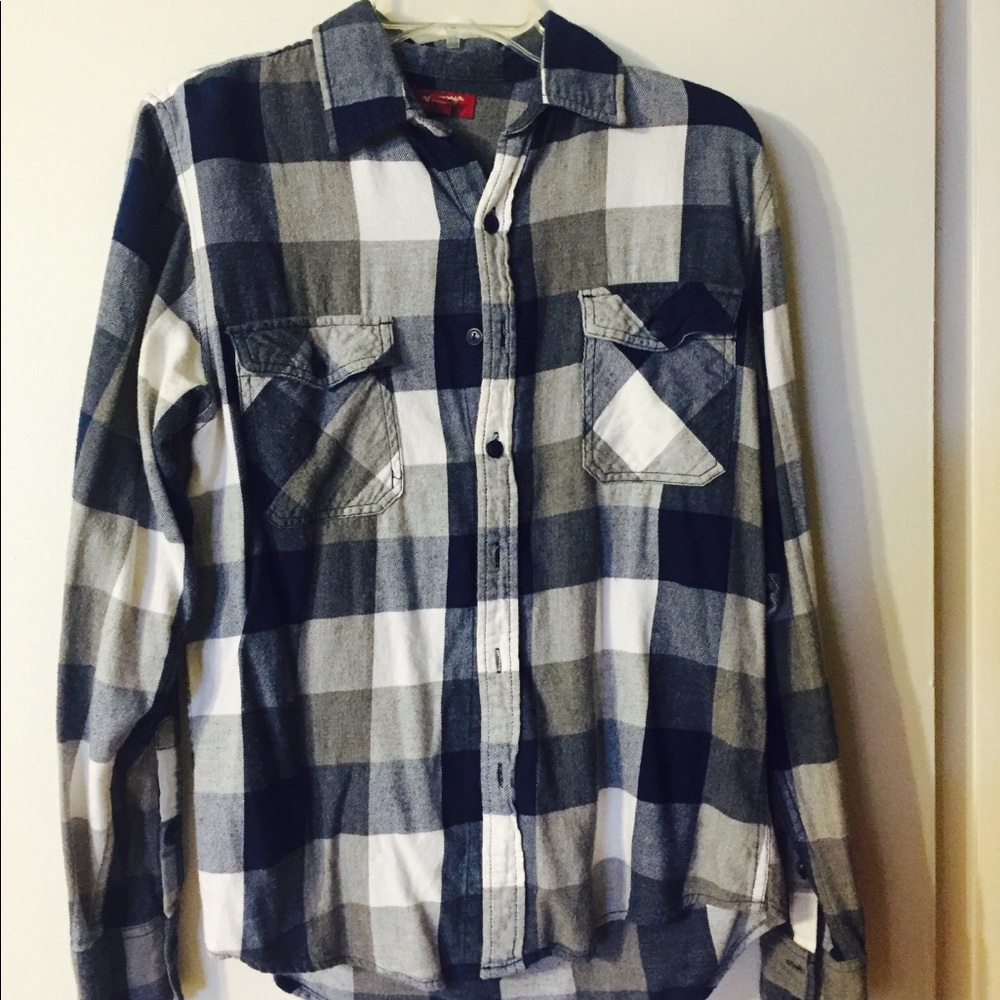 Blue Plaid Flannel Shirt